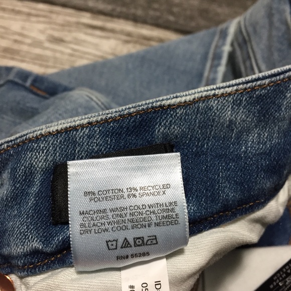 Express Skyscraper Mid Rise Jeans Women’s L Short 12/14/16 Blue Split Hem - Picture 8 of 10